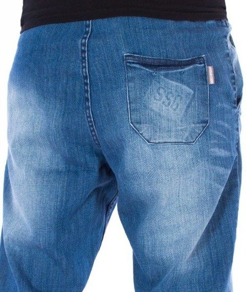 SmokeStory-Jogger Premium Slim Jeans Guma Spodnie Light Blue Przecierane
