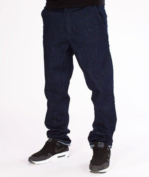 SmokeStory-Stretch Skinny Jeans Guzik Spodnie Dark